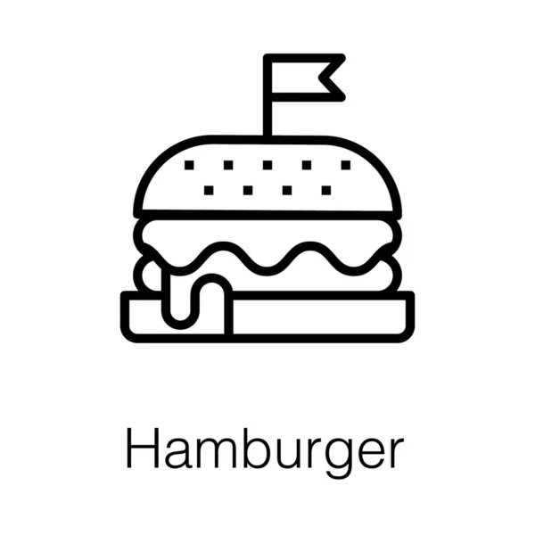 Icono Hamburguesa Línea Diseño — Vector de stock