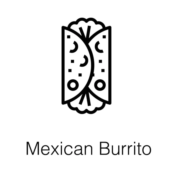 Burrito Línea Icono Vector Diseño — Vector de stock