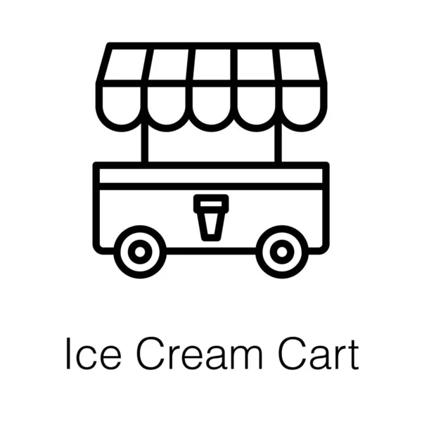 Icon Ice Cream Cart Line Design — Stock Vector