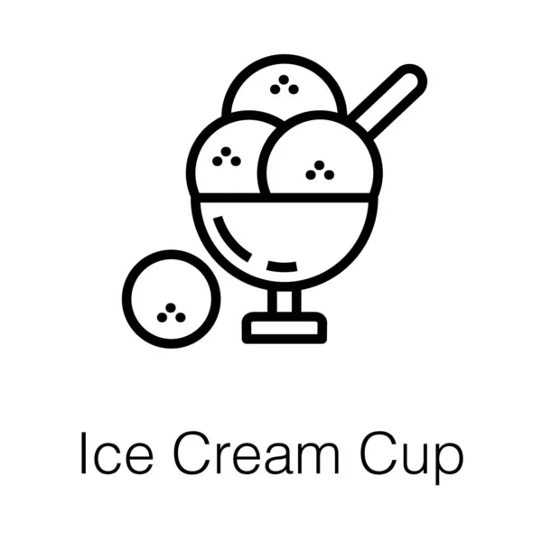 Ice Cream Cup Line Icon — Stock Vector