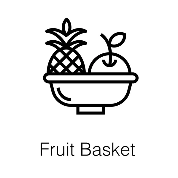 Icono Diseño Línea Cesta Fruta — Vector de stock