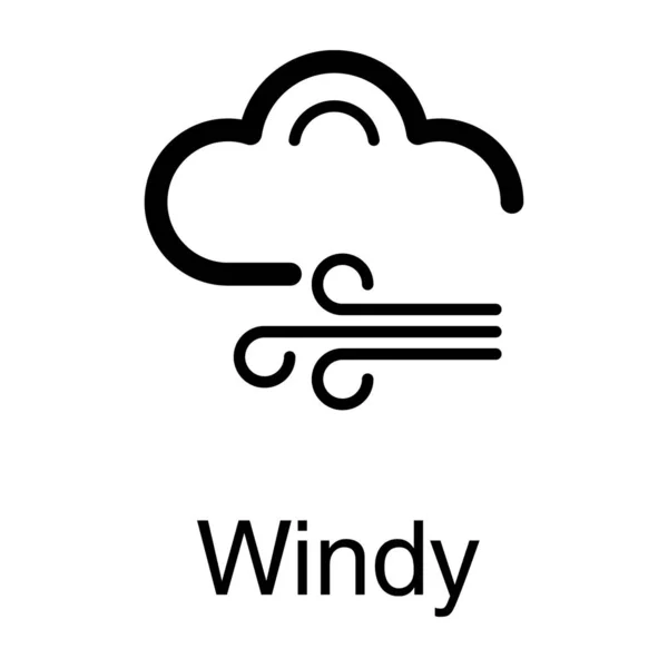 Windy Cloud Vector Lijn Ontwerp — Stockvector