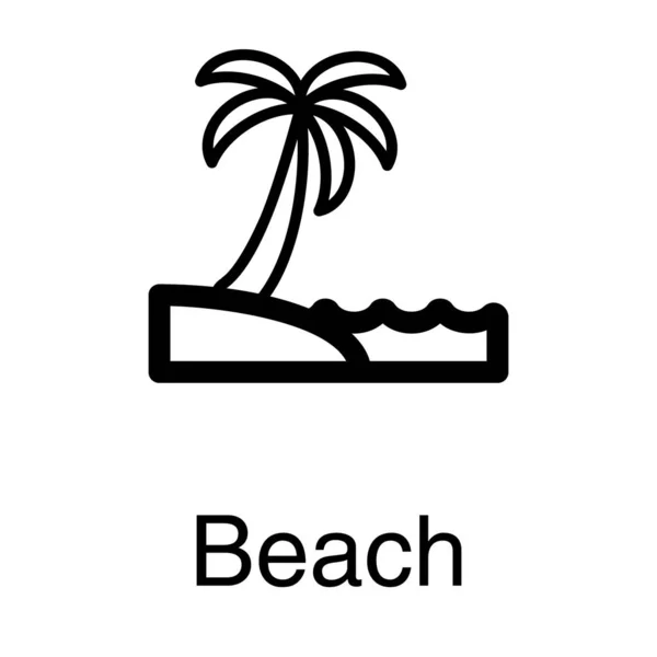 Острівний Пляж Вектор Лінійному Дизайні — стоковий вектор