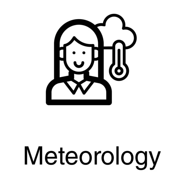 Linia Kobieta Meteorolog Wektor Projekt — Wektor stockowy