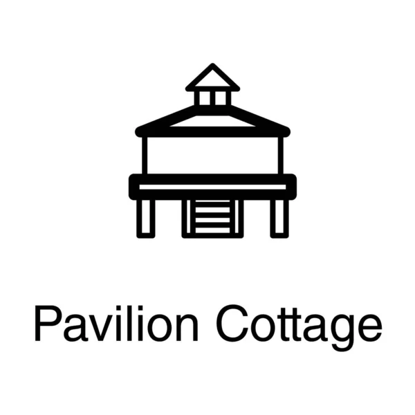 Pavilion Cottage Vector Diseño Línea — Vector de stock
