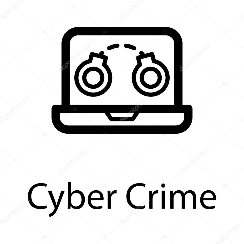 Line online cyber crime vector design 
