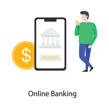 Düz tasarımda çevrimiçi bankacılık vektörü 