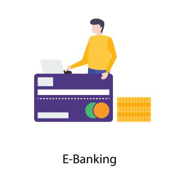 Düz tasarımda e-bankacılık vektörü 
