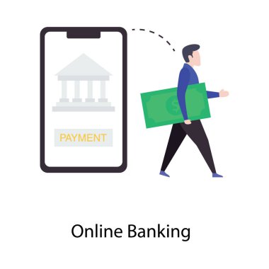 Düz tasarımda çevrimiçi bankacılık vektörü 