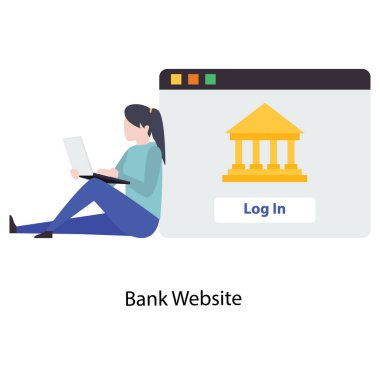 Online banka web sitesinin düz tasarımı 