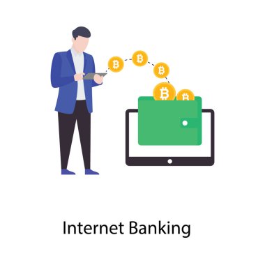 Düz tasarımda internet bankacılığı vektörü 