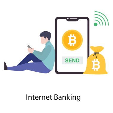 Düz tasarımda internet bankacılığı vektörü 