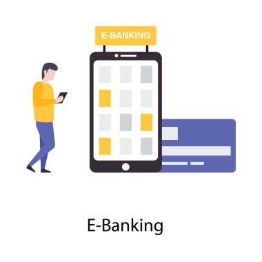 Düz tasarımda E bankacılık vektörü 