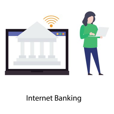 Düz tasarımda internet bankacılığı vektörü 