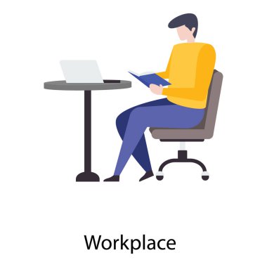 İşyeri vektörünün düz çizimi 