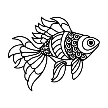 Zentangle balık simgesi vektör tasarımı 