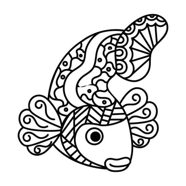 Elle çizilmiş vektör dekoratif balık 