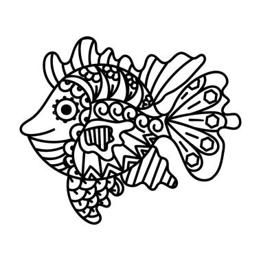 Elle çizilmiş vektör dekoratif balık 