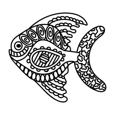 Beyaz arka planda balık elle çizilmiş simgesi