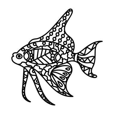 Balık elle çizilmiş zentangle tasarım
