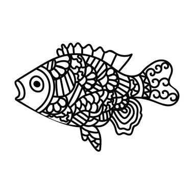 Balık elle çizilmiş zentangle tasarım