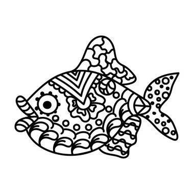 Balık elle çizilmiş zentangle simgesi 