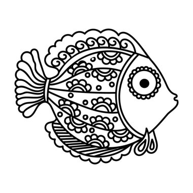 Elle çizilmiş vektör dekoratif balık 