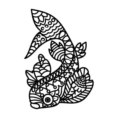 Balık elle çizilmiş zentangle simgesi 