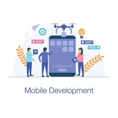Düz mobil geliştirme illüstrasyon vektör tasarımı 