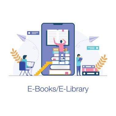 E kütüphane vektör illüstrasyon tasarımı 