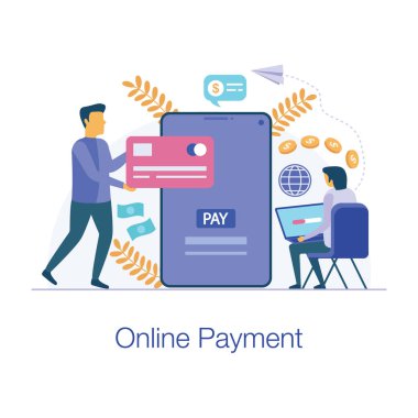 Online ödeme işlemi vektör illüstrasyon tasarımı 