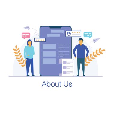 Hakkımızda vektör düz illüstrasyon 