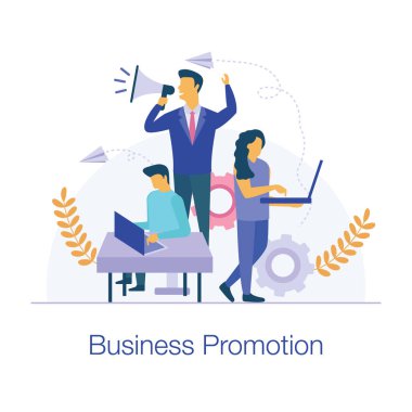 Düz iş promosyon illüstrasyon vektör tasarımı 