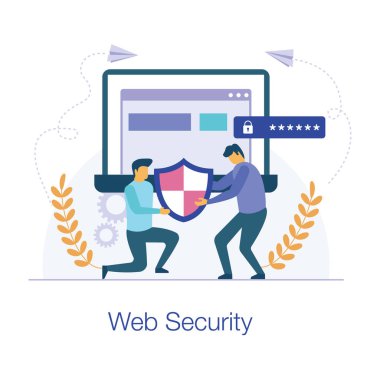 Düz web güvenlik vektör tasarımı 