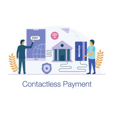 Düz temassız ödeme vektör tasarımı 