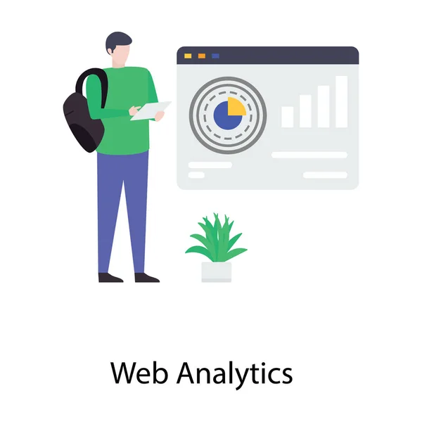 Web Analytics Vetor Ilustração Plana — Vetor de Stock