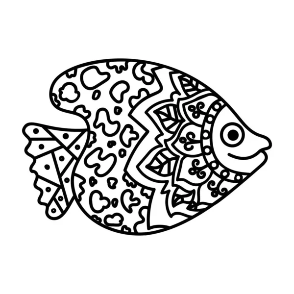 Pesce Decorativo Vettore Disegnato Mano — Vettoriale Stock
