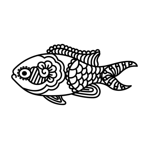 Handritad Ikon Fisk Vit Bakgrund — Stock vektor