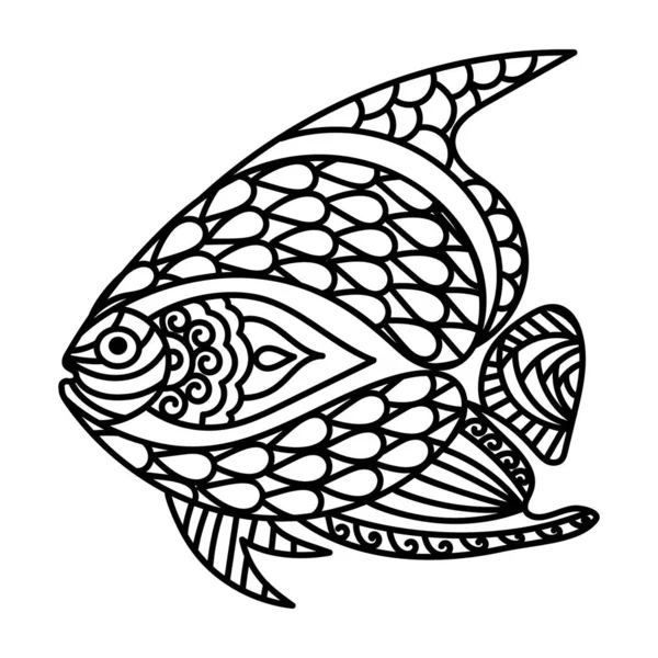 Icône Poisson Dessinée Main — Image vectorielle