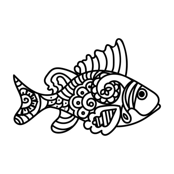 Icône Poisson Dessinée Main — Image vectorielle