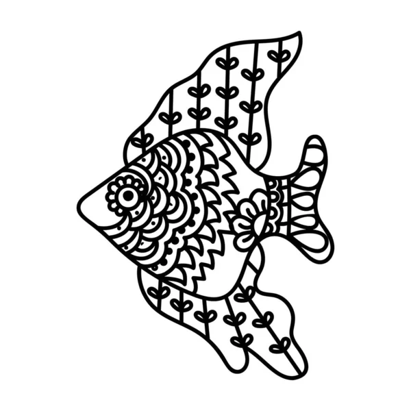 Dekorativ Fisk Handritad Vektor — Stock vektor