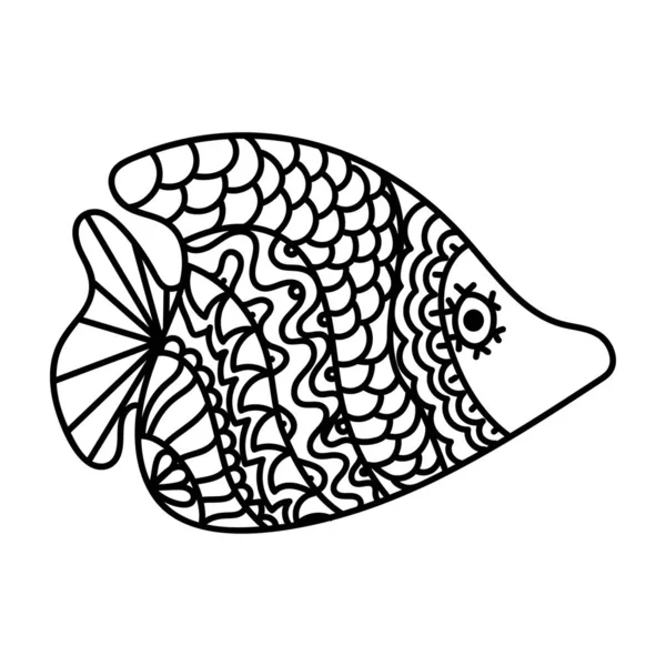 Balık elle çizilmiş zentangle tasarım