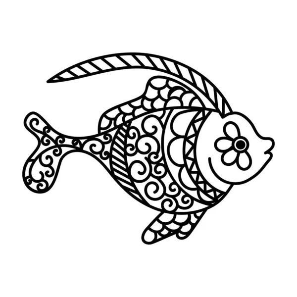 Poisson Décoratif Vecteur Dessiné Main — Image vectorielle