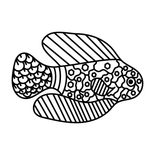 Kézzel Rajzolt Zentangle Ikon Hal — Stock Vector