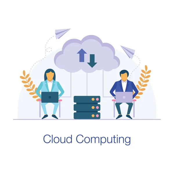 Cloud Computing Vector Diseño Plano — Vector de stock