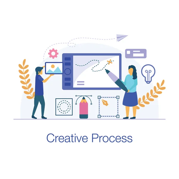 Ilustração Processo Criativo Design Plano —  Vetores de Stock