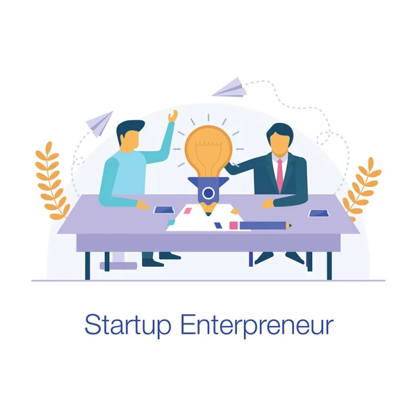 Entrepreneur Startup Vector Flat Design — Stock Vector