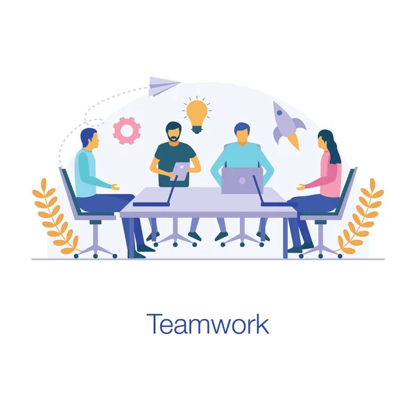Geschäftliches Teamwork Illustration Flaches Design — Stockvektor