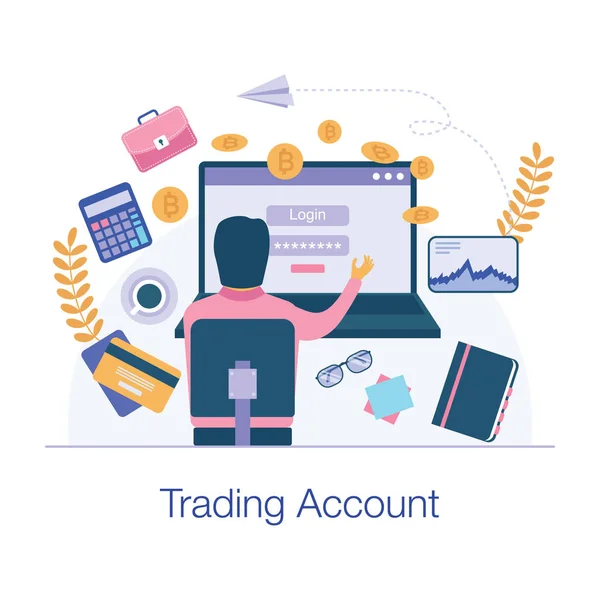 Trading Account Vector Flat Design — Stock Vector