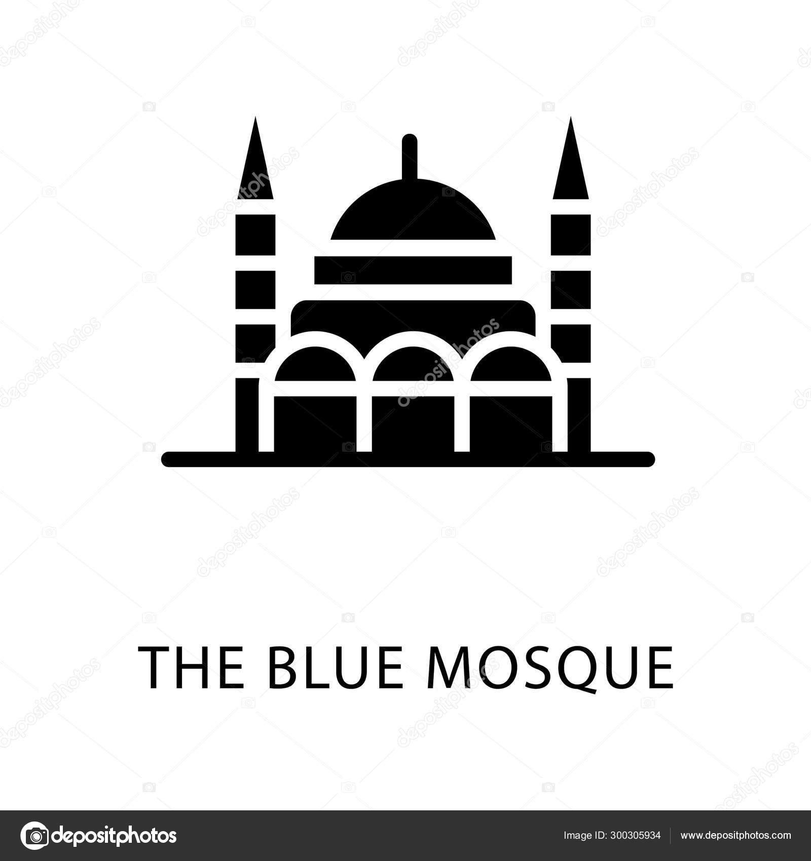 Glyph Icon Blue Mosque Design Vector Stock Vector C Vectorspoint